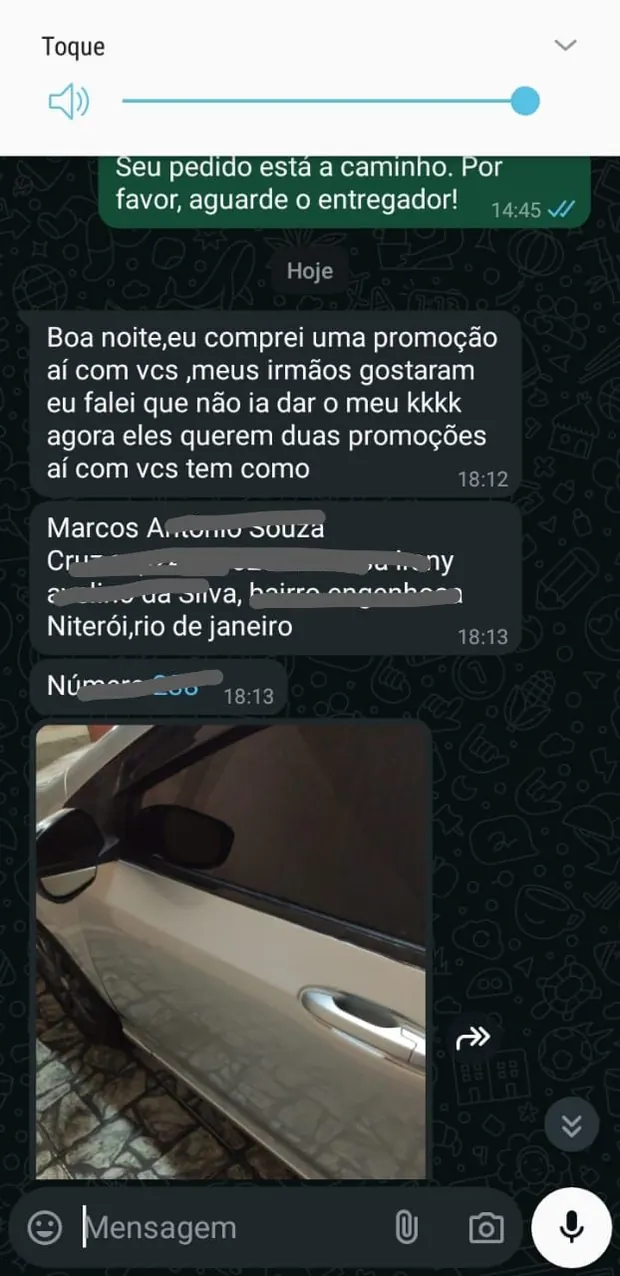 Print de WhatsApp relatando recompra do produto